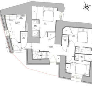 Plan du RDC du Chalet de village haut de gamme à Courchevel