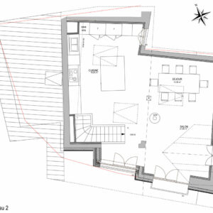 Plan du niveau 2 du Chalet de village haut de gamme à Courchevel