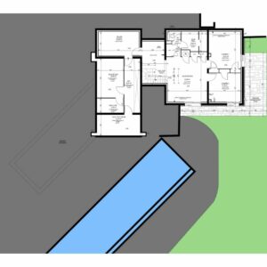 Plan premier étage d’une villa contemporaine à Saint-Didier-au-Mont-d’Or