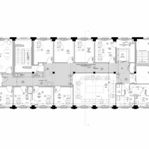 Plan du premier étage des bureaux associatifs dans un bâtiment existant à Paris