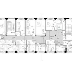 Plan du second étage des bureaux associatifs dans un bâtiment existant à Paris