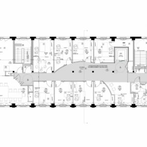 Plan du troisième étage des bureaux associatifs dans un bâtiment existant à Paris